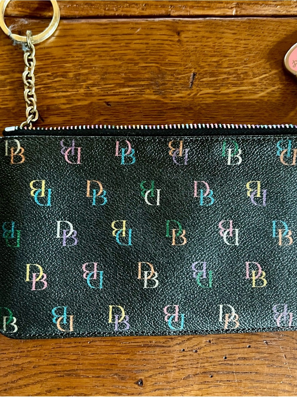 Dooney & Bourke Black Rainbow DB Wristlet - Picture 3 of 5
